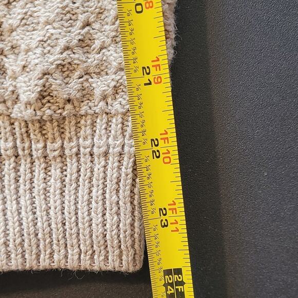 Basix Mens Sweater Beige Textured Knit Crewneck Pullover Size XL Tall Minimalist - Picture 8 of 8